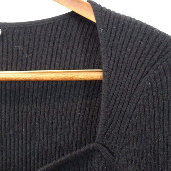 Reformation Cashmere Sweetheart Neck Long Sleeve Sweater Black Size XL Ribbed - Picture 5 of 8